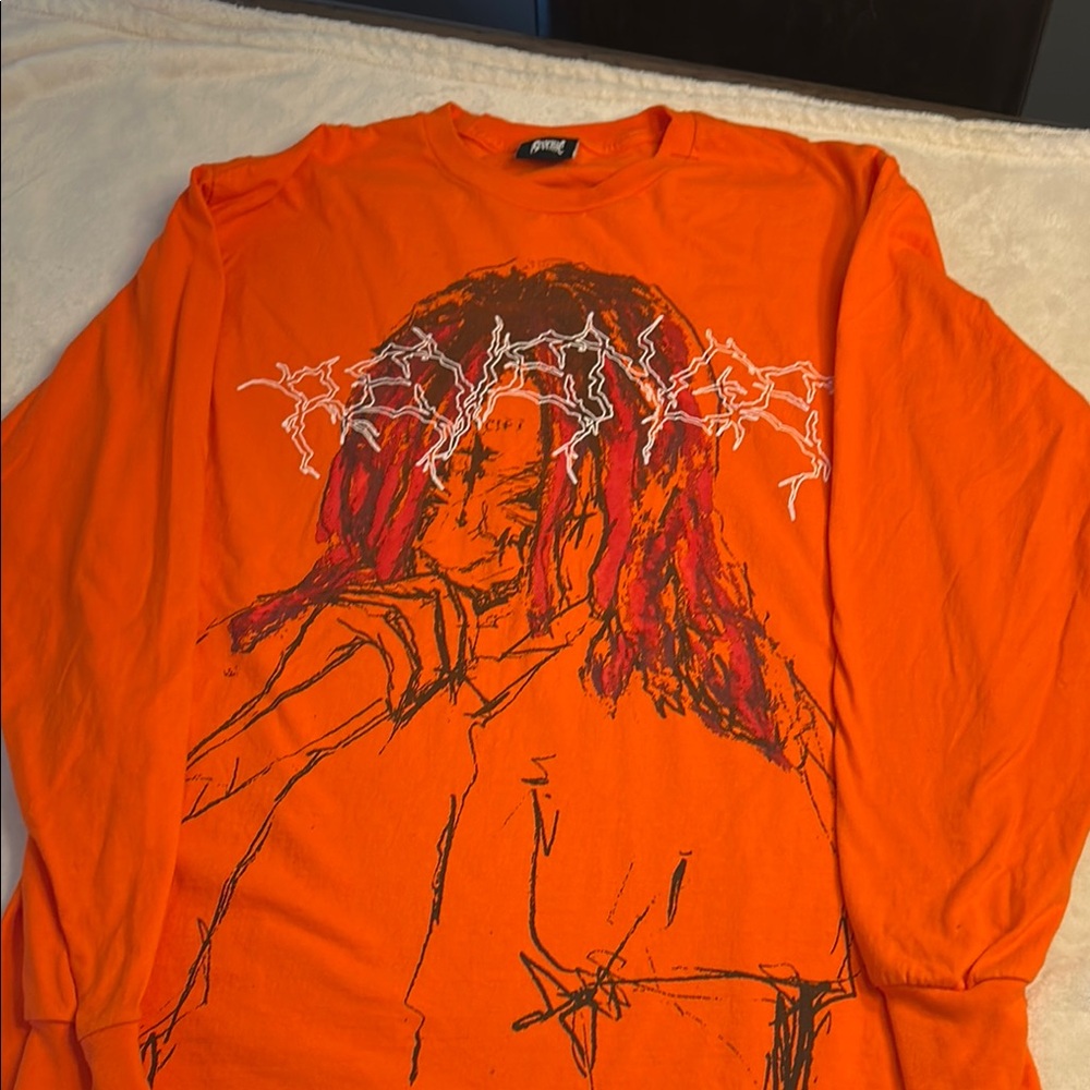 Revenge Vibrant Orange Graphic Long Sleeve Tee